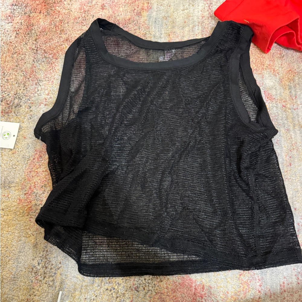 Black Mesh Sleeveless Top